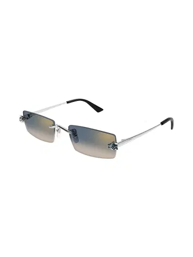 Cartier Women's Panthère Classic 55MM 24K-Gold-Plated Rectangular Sunglasses - Silver Black | Thumbnail 1