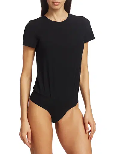 Commando Women's Essential Cotton Crewneck Tee Bodysuit - Black - Size Large | Thumbnail 3 Commando Women's Essential Cotton Crewneck Tee Bodysuit - Black - Size Large | Thumbnail 3