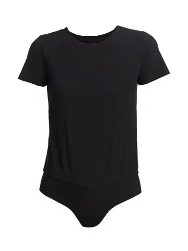 Commando Women's Essential Cotton Crewneck Tee Bodysuit - Black - Size Large | Thumbnail 1 Commando Women's Essential Cotton Crewneck Tee Bodysuit - Black - Size Large | Thumbnail 1