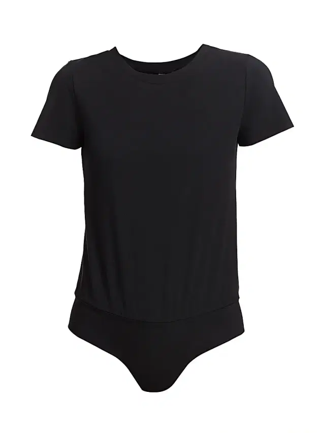 Commando Women's Essential Cotton Crewneck Tee Bodysuit - Black