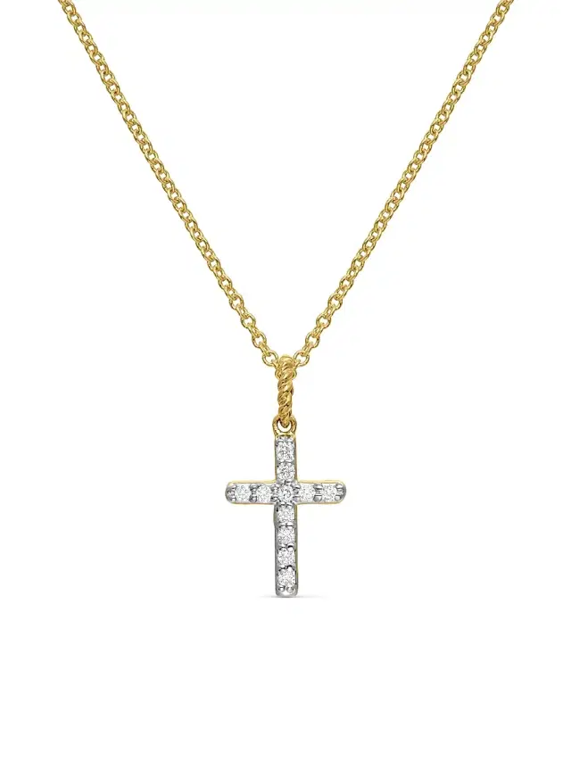 Women's Cable Collectibles Cross Necklace in K Gold - Gold