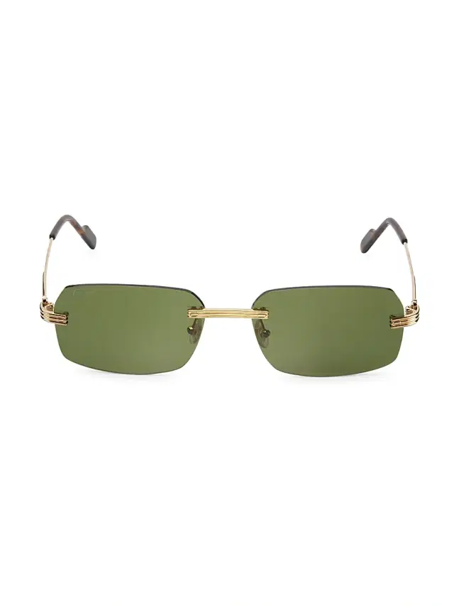Cartier Men's Core Range 58MM Rectangular Sunglasses - Gold Green