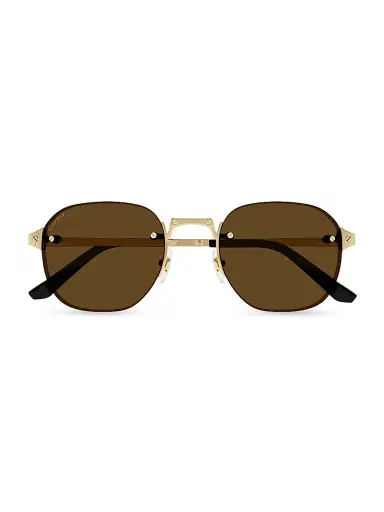 Cartier Men's Santos Classic 53MM Round Sunglasses - Gold Brown | Thumbnail 2