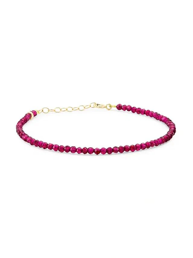 Women's Birthstone 14K Yellow Gold & Gemstone Beaded Bracelet - July