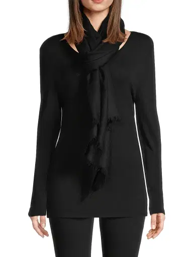 Sofia Cashmere Women's Lightweight Cashmere Scarf - Black | Thumbnail 1