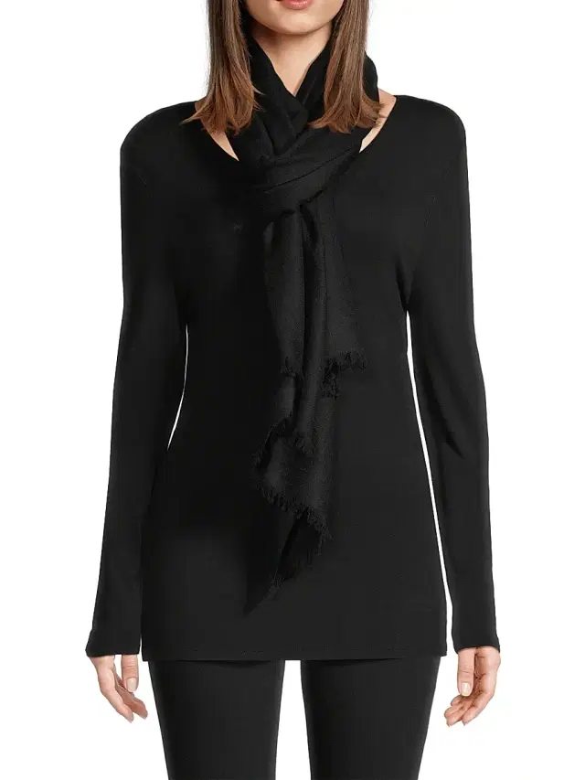 Women's Lightweight Cashmere Scarf - Black