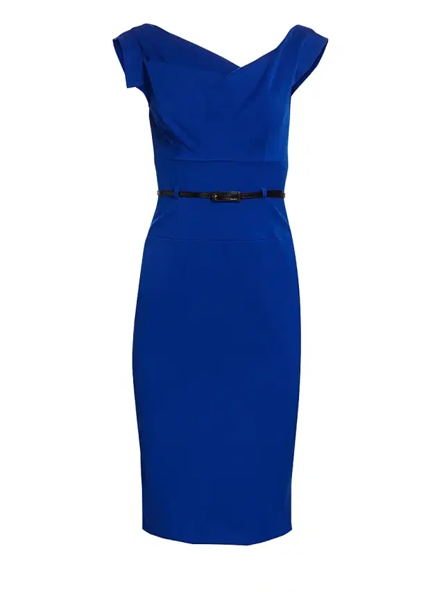 Black Halo Women's Jackie Belted Sheath Dress - Cobalt