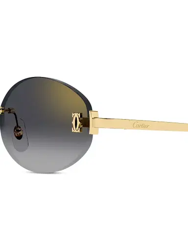 Cartier Women's Double C 55MM Oval Sunglasses - Gold Black | Thumbnail 4 Cartier Women's Double C 55MM Oval Sunglasses - Gold Black | Thumbnail 4