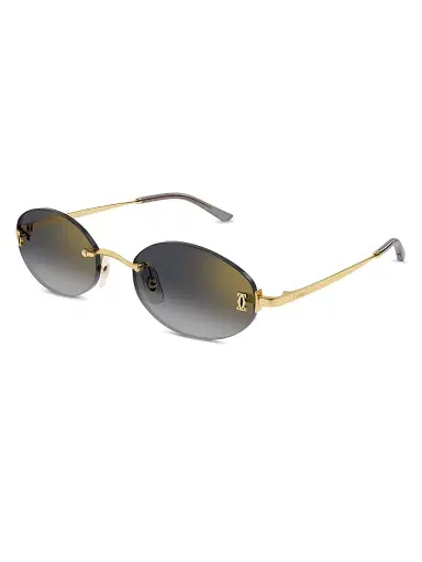 Cartier Women's Double C 55MM Oval Sunglasses - Gold Black | Thumbnail 1 Cartier Women's Double C 55MM Oval Sunglasses - Gold Black | Thumbnail 1