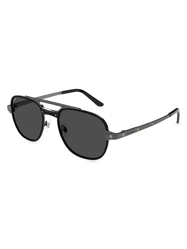 Cartier Men's Santos Classic 59MM Round Sunglasses - Dark Grey Black