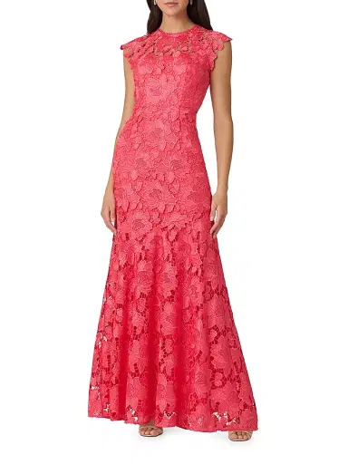 Shoshanna Women's Raven Lace Maxi Dress - Coral - Size 6 | Thumbnail 2