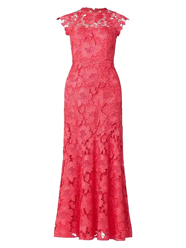 Shoshanna Women's Raven Lace Maxi Dress - Coral