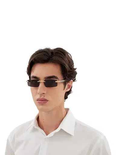Cartier Men's Première De  55MM Rectangular Sunglasses - Gold Black | Thumbnail 2