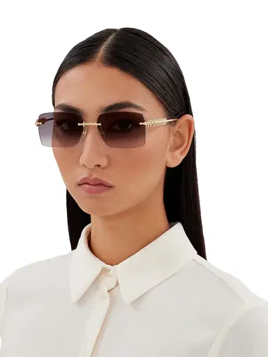 Cartier Women's Clash De 58MM Rectangular Sunglasses - Gold Grey | Thumbnail 2