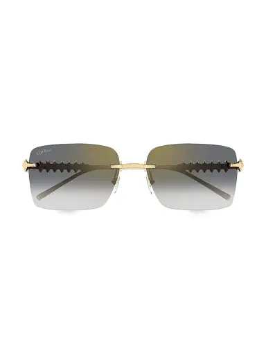 Cartier Women's Clash De 58MM Rectangular Sunglasses - Gold Grey | Thumbnail 3