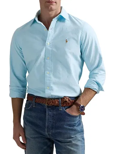 Polo Ralph Lauren Men's Custom-Fit Gingham Cotton Oxford Shirt - Aegean Blue - Size XXL | Thumbnail 3 Polo Ralph Lauren Men's Custom-Fit Gingham Cotton Oxford Shirt - Aegean Blue - Size XXL | Thumbnail 3