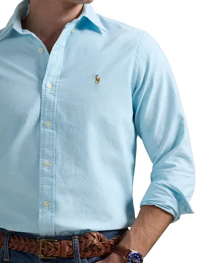 Polo Ralph Lauren Men's Custom-Fit Gingham Cotton Oxford Shirt - Aegean Blue - Size XXL | Thumbnail 6 Polo Ralph Lauren Men's Custom-Fit Gingham Cotton Oxford Shirt - Aegean Blue - Size XXL | Thumbnail 6