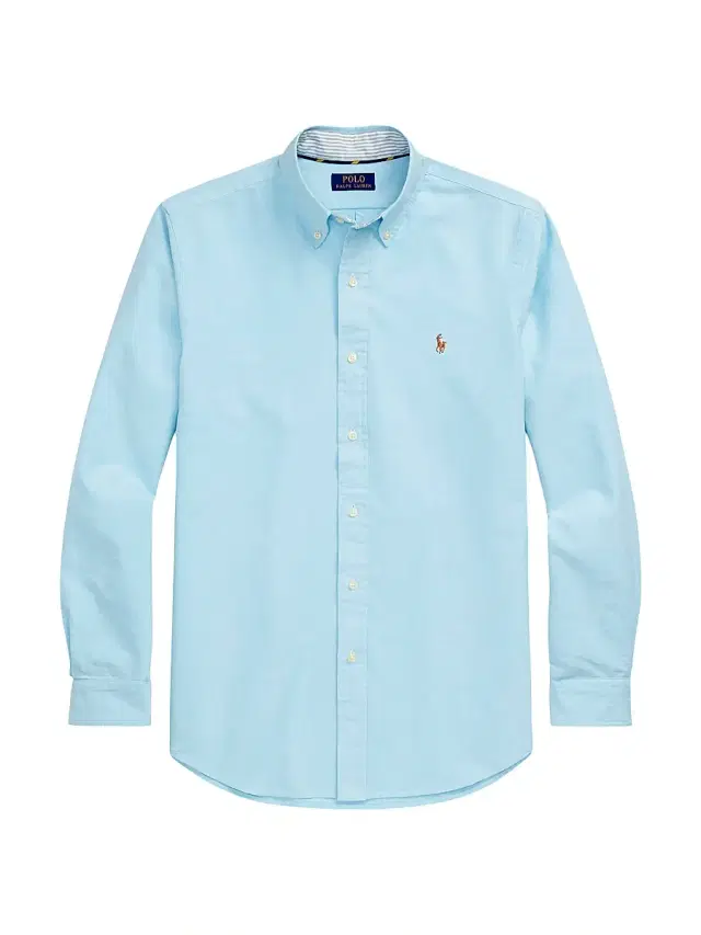 Men's Custom-Fit Gingham Cotton Oxford Shirt - Aegean Blue