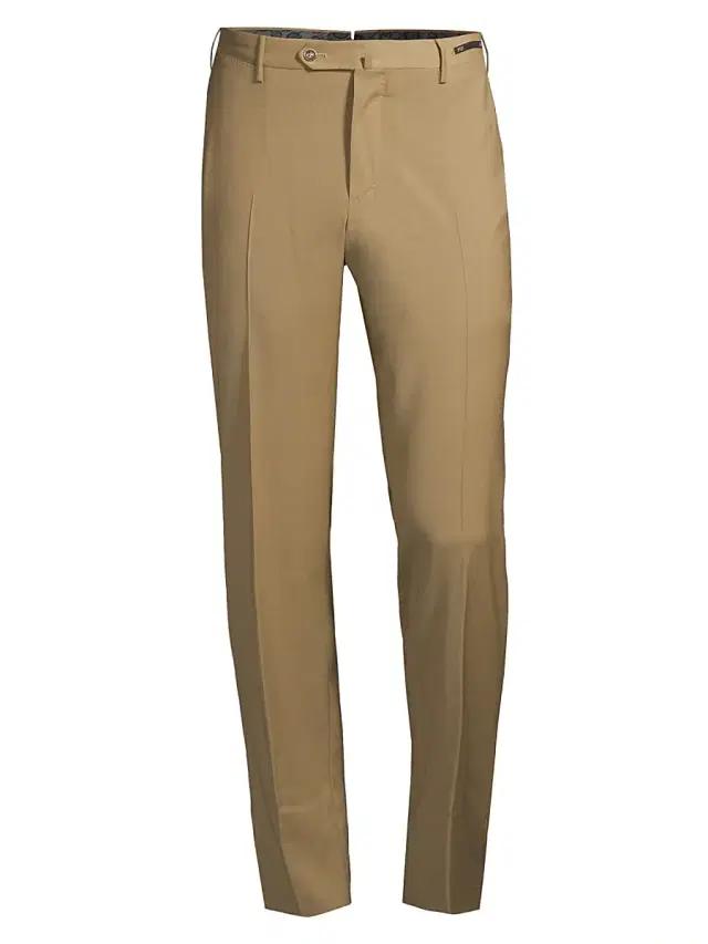 PT Torino Men's Traveller Slim-Fit Performance Wool Trousers - Tan - Size 42