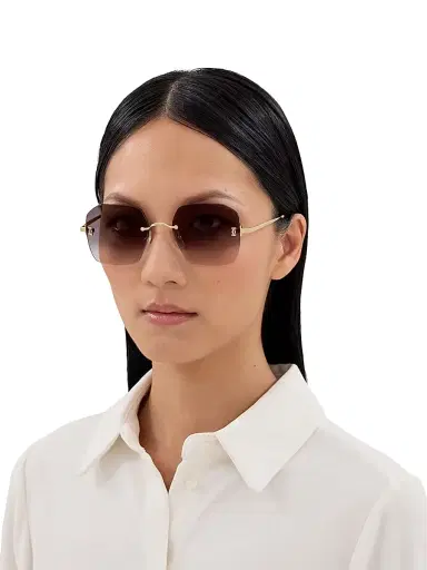 Cartier Women's Double C 55MM Geometrical Sunglasses - Gold Black | Thumbnail 2 Cartier Women's Double C 55MM Geometrical Sunglasses - Gold Black | Thumbnail 2
