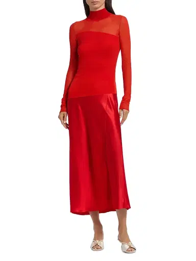 Jason Wu Collection Women's Sheer Merino Wool Asymmetric Top - Papaya | Thumbnail 2 Jason Wu Collection Women's Sheer Merino Wool Asymmetric Top - Papaya | Thumbnail 2