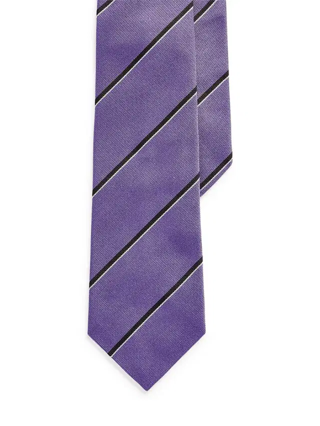 Ralph Lauren Purple Label Men's Striped Silk Tie - Lavender Black