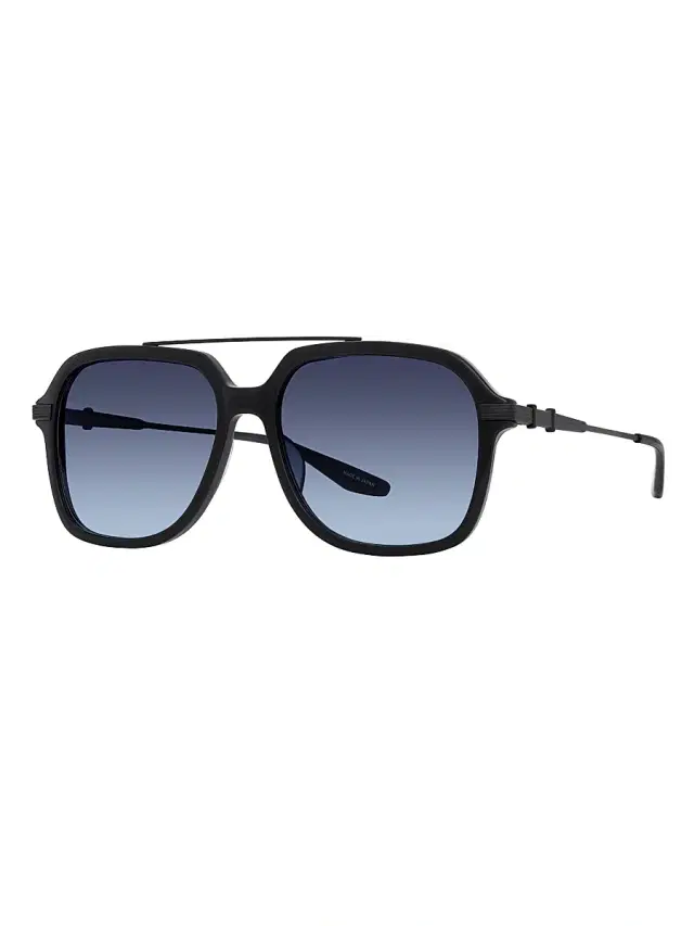 Barton Perreira Men's D. Ellis 56MM Navigator Sunglasses - Black Satin Steel Blue
