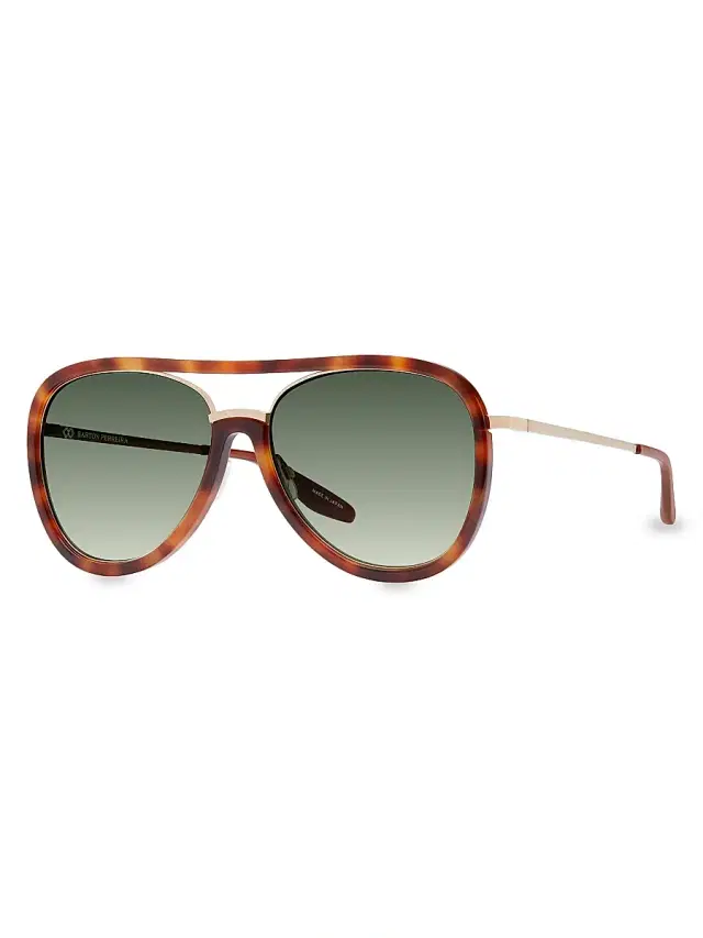 Barton Perreira Women's 59MM Fossett Aviator Sunglasses - Gold Beachwood Olive Gradient