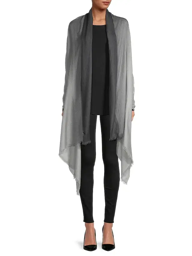 Sofia Cashmere Women's Ombré CashmereScarf - Light Grey White