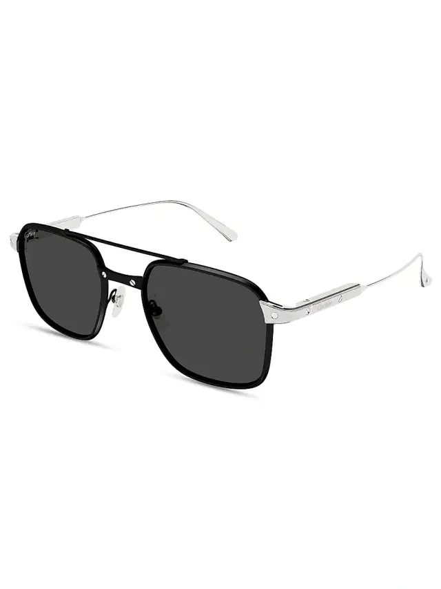 Cartier Men's Santos Light 54MM Square Sunglasses - Silver Black