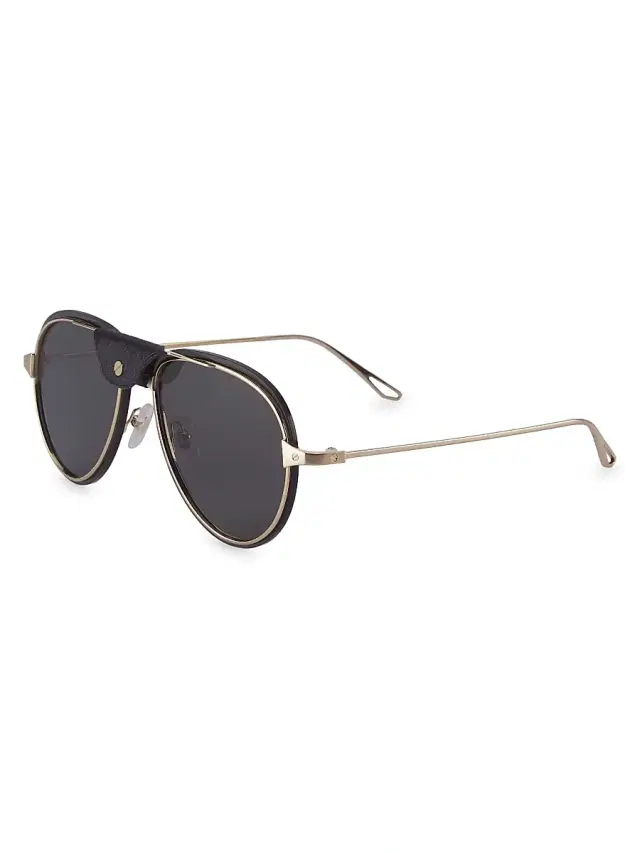 Cartier Men's Core Range 60MM Aviator Sunglasses - Gold Grey