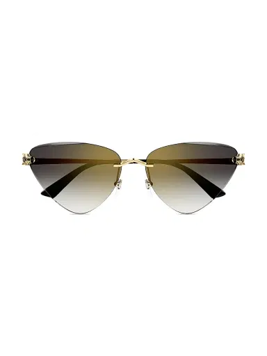 Cartier Women's Panthère Classic 24K Gold-Plated Cat-Eye Sunglasses - Gold Black | Thumbnail 2