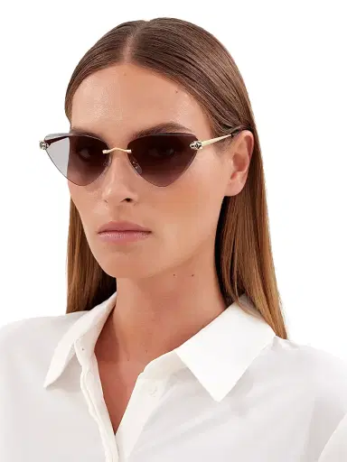 Cartier Women's Panthère Classic 24K Gold-Plated Cat-Eye Sunglasses - Gold Black | Thumbnail 4