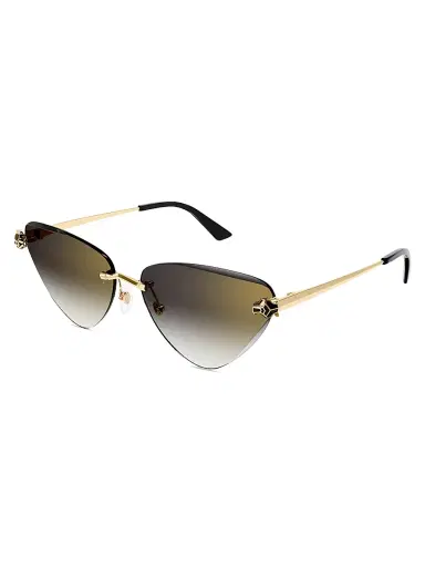 Cartier Women's Panthère Classic 24K Gold-Plated Cat-Eye Sunglasses - Gold Black | Thumbnail 1