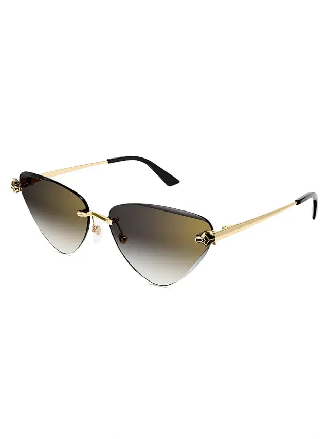Cartier Women's Panthère Classic 24K Gold-Plated Cat-Eye Sunglasses - Gold Black