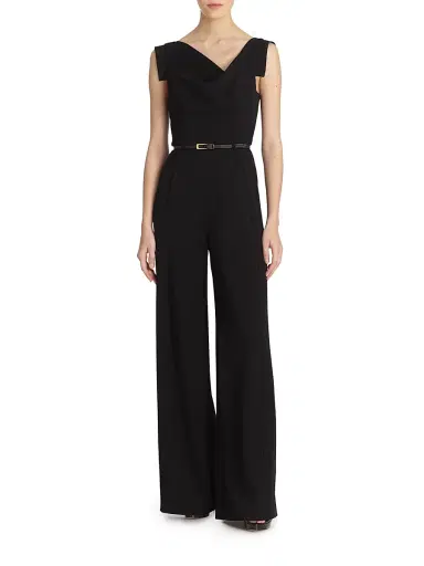 BLACK HALO Women's Jackie Asymmetric Belted Jumpsuit - Black - Size 14 | Thumbnail 3