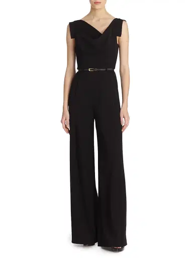BLACK HALO Women's Jackie Asymmetric Belted Jumpsuit - Black - Size 14 | Thumbnail 1