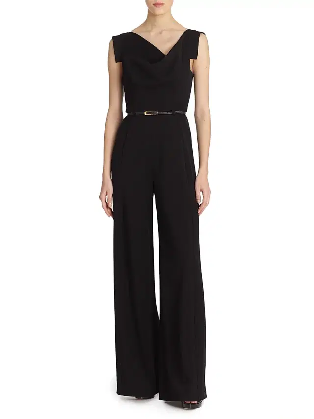 Black Halo Women's Jackie Asymmetric Belted Jumpsuit - Black