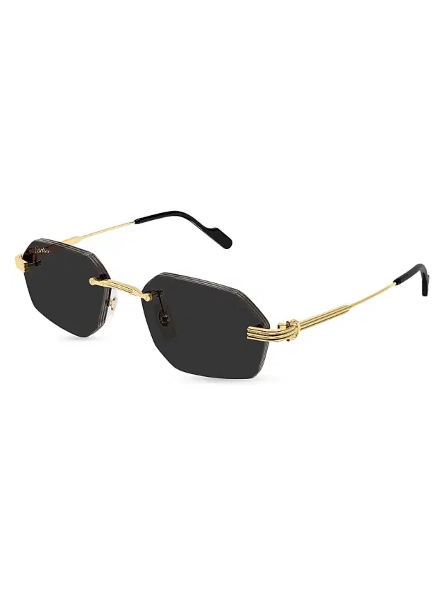 Cartier Men's Première de  54MM 24K-Gold-Plated Rimless Geometric Sunglasses - Gold Black