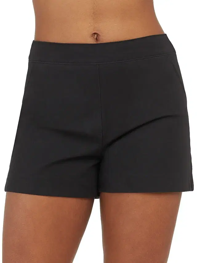 Spanx Women's Polished Stretch Cotton Shorts - Classic Black