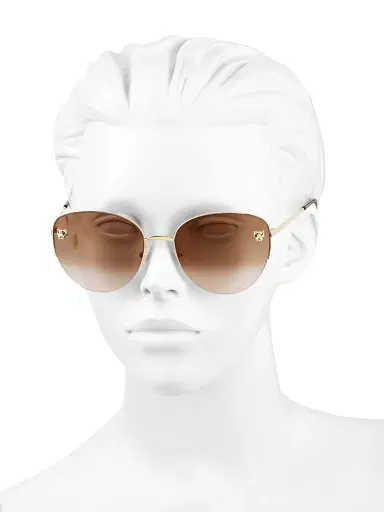 Cartier Women's Panthère De 59MM Cat-Eye Sunglasses - Smooth Gold | Thumbnail 4