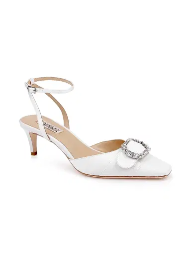 BADGLEY MISCHKA Women's Odesza 50MM Crepe Pumps - White Crepe - Size 11 | Thumbnail 2 BADGLEY MISCHKA Women's Odesza 50MM Crepe Pumps - White Crepe - Size 11 | Thumbnail 2