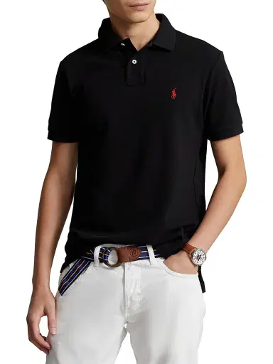 Polo Ralph Lauren Men's Logo Cotton Slim-Fit Polo Shirt - Black - Size XXL | Thumbnail 3 Polo Ralph Lauren Men's Logo Cotton Slim-Fit Polo Shirt - Black - Size XXL | Thumbnail 3