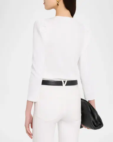 Veronica Beard Britney Puff-Sleeve Cotton Top | Thumbnail 2