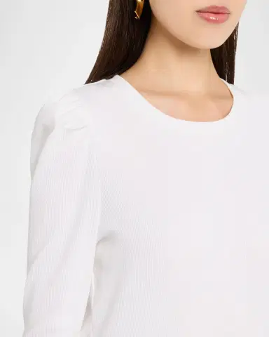 Veronica Beard Britney Puff-Sleeve Cotton Top | Thumbnail 4