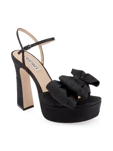 BADGLEY MISCHKA Women's Oliva 85MM Silk Bow Sandals - Black Silk - Size 9 | Thumbnail 2 BADGLEY MISCHKA Women's Oliva 85MM Silk Bow Sandals - Black Silk - Size 9 | Thumbnail 2