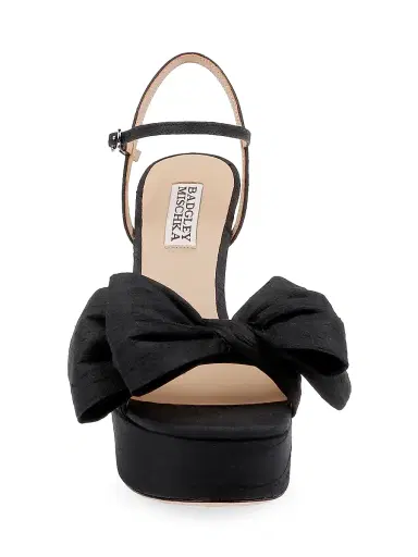 BADGLEY MISCHKA Women's Oliva 85MM Silk Bow Sandals - Black Silk - Size 9 | Thumbnail 5 BADGLEY MISCHKA Women's Oliva 85MM Silk Bow Sandals - Black Silk - Size 9 | Thumbnail 5