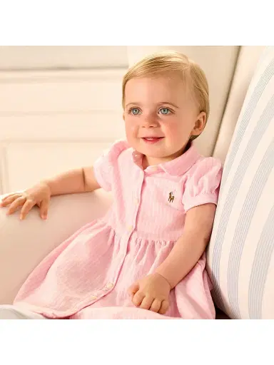 Polo Ralph Lauren Baby Girl's 2-Piece Oxford Shirtdress & Bloomers Set - Pink - Size 9 Months | Thumbnail 3