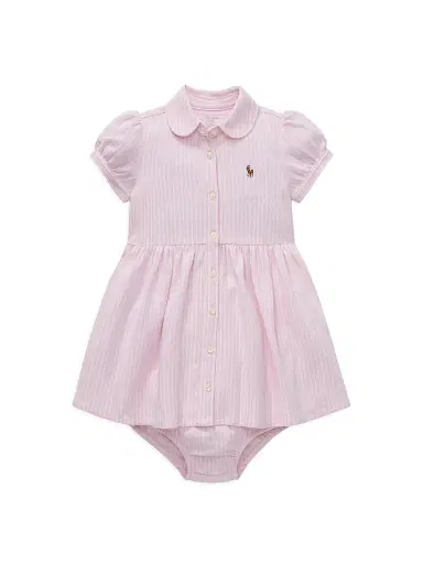 Polo Ralph Lauren Baby Girl's 2-Piece Oxford Shirtdress & Bloomers Set - Pink - Size 9 Months | Thumbnail 1