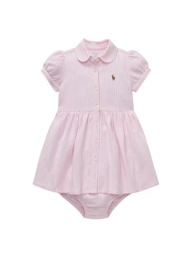 Polo Ralph Lauren Baby Girl's 2-Piece Oxford Shirtdress & Bloomers Set - Pink 9 Months